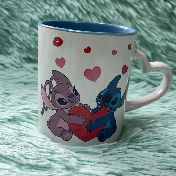 Stitch and Angel ceramic mug heart handle 14 oz - Picture 4 of 8